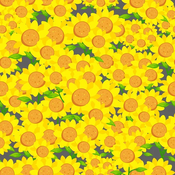 Mooie Zonnebloemen Geïsoleerde Vector Illustratie Naadloos Patroon — Stockvector