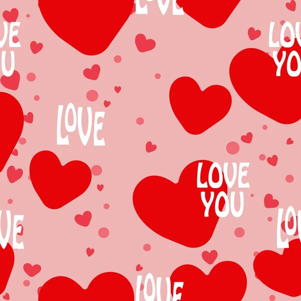 Imprimir Dia Dos Namorados Fundo Com Corações Padrão Sem Costura — Vetor de Stock