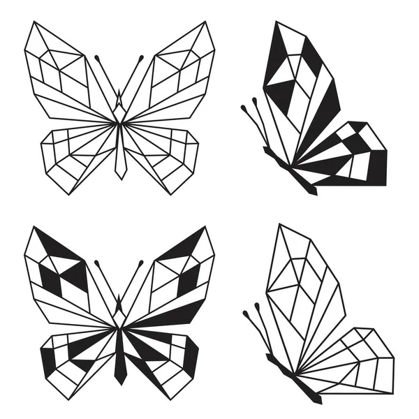 Seamless Pattern Modern Geometric Butterfly Art Line Vector Illustration — Stock Vector