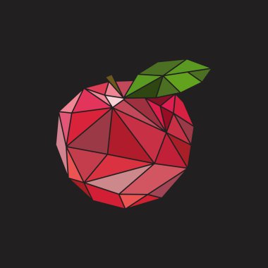 Modern geometrik elma sanatı, çizgi vektör çizimi