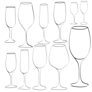  Vektör çubuğu camının çizgi sanatı.