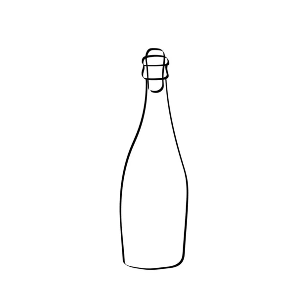 Linienkunst Der Vektor Champagnerflasche — Stockvektor