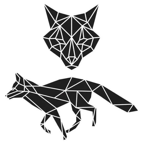 Line Art Wild Fox Geometrical Art — Stock Vector