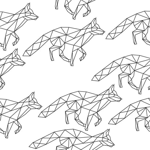 Γραμμή Τέχνη Της Άγριας Αλεπούς Γεωμετρική Τέχνη Αδιάλειπτη Μοτίβο — Διανυσματικό Αρχείο