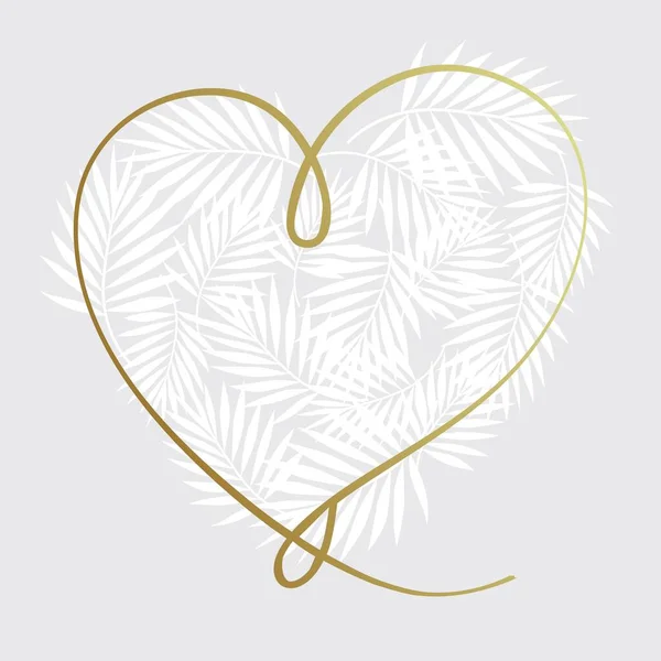 Palm Leaves Heart Art Vector Illustration — Stock Vector