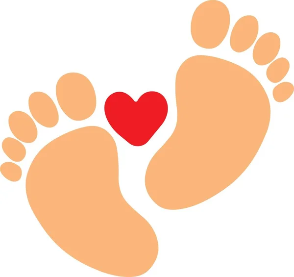 Human Foot Print Heart Vector Art Illustarion — Stock Vector