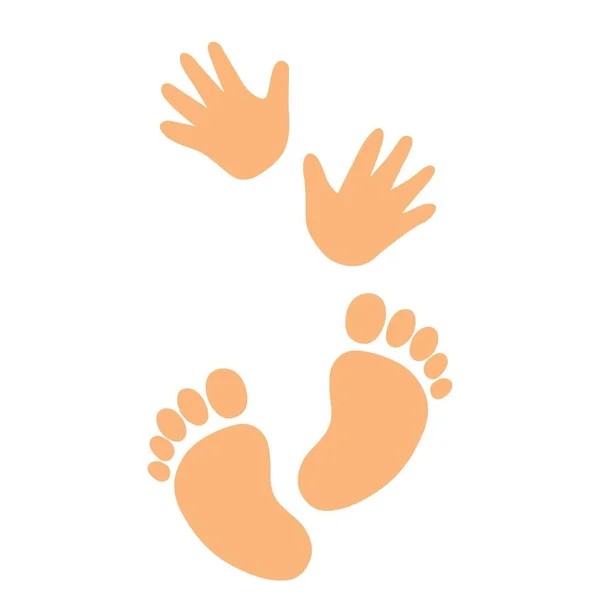 Baby Foot Hand Print Vector Art Illustarion — Vetor de Stock