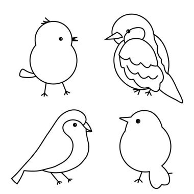 Kuşlar karalama tarzında. vektör illüstrasyonu