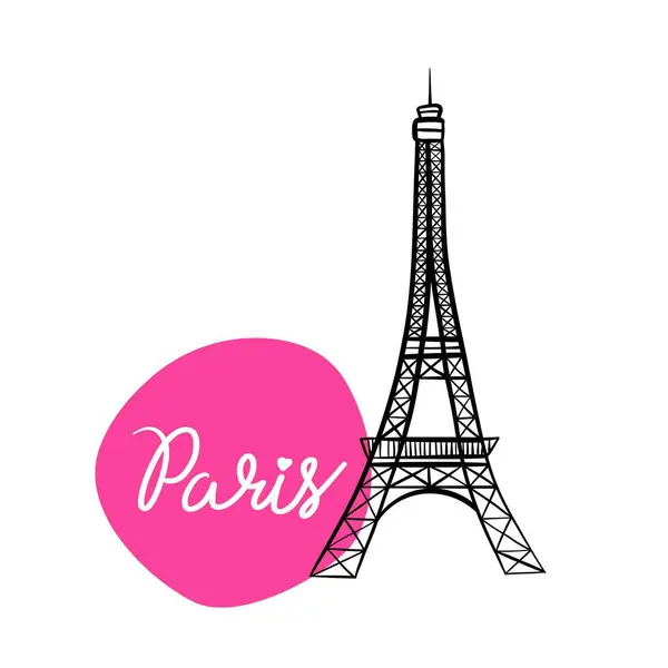 Torre Eiffel Con Cuore Rosa — Vettoriale Stock