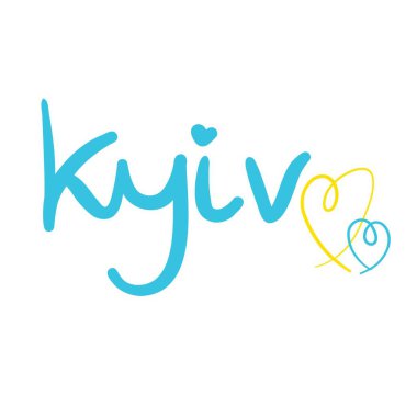 Kyiv mavi kalp harf logo vektör tasarımı