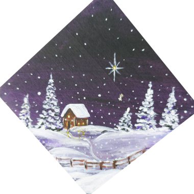 Köknar ağacı, Noel ağacı ve yılbaşı ışıklarıyla suluboya arka plan