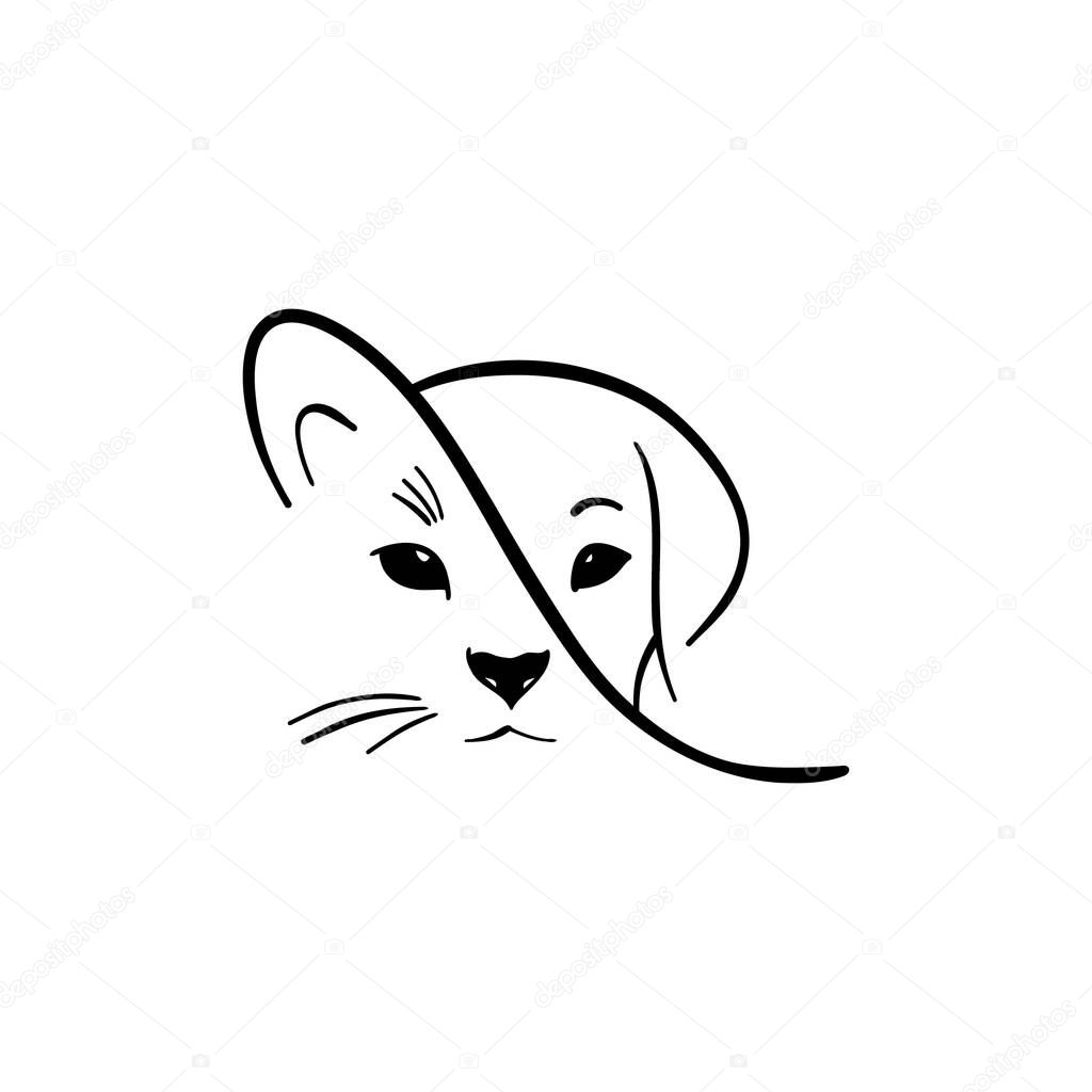 Dog vector line icon. animal vector illustration.