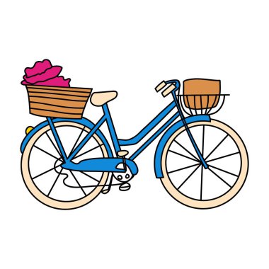 Çizgi film bisikleti ve çiçekleri