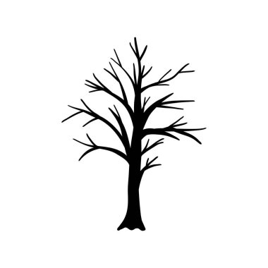 Beyaz arka plan vektör izole ağaç siluet