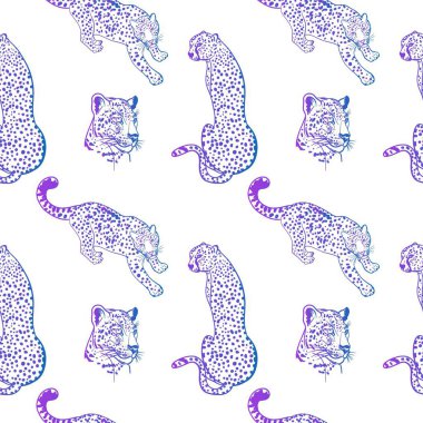 Mavi leoparlarla kusursuz desen.