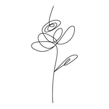 soyut çiçekleri çizen çizgi. vektör illüstrasyonu
