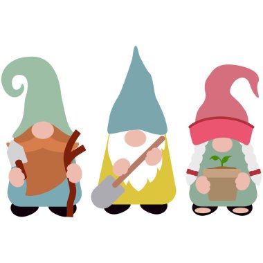 Şirin bahçe cücesi. Vektör illüstrasyonu