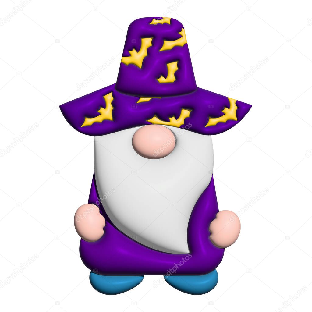 3 d witch in purple hat