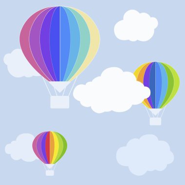 sıcak hava balonları, vektör çizimi, düz stil.