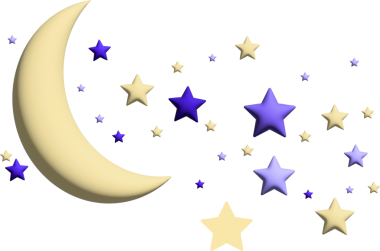 Yıldızlı gece gökyüzü, ay ve ay, vektör illüstrasyonu