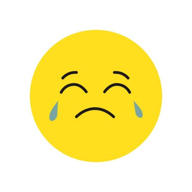 Ağlayan emoji simgesi vektör illüstrasyonu