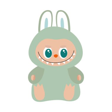 İzole edilmiş mutlu Cadılar Bayramı tavşan çizgi filmi