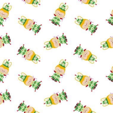 Yılbaşı ve yılbaşı ağacı olan kusursuz bir şablon. vektör