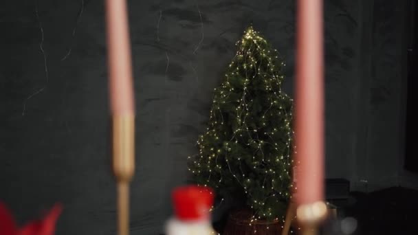 Uma Bela Árvore Natal Decorações Natal — Vídeo de Stock