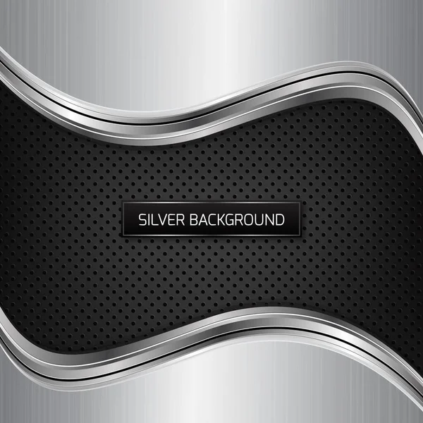シルバーメタリックの背景 黒い繊維の質の銀製の金属の背景 — ストックベクタ