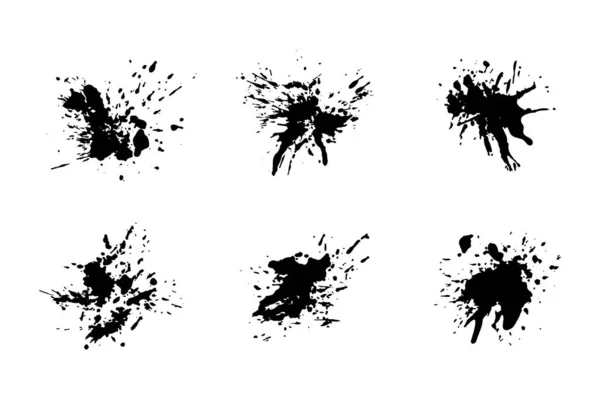 Artistieke Vuile Grunge Abstracte Spot Vector Set Illustratie Monochrome Druppelplons — Stockvector