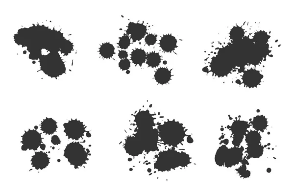 一组斑点和飞溅 液体涂料滴落 飞溅和油墨飞溅的收集 — 图库矢量图片