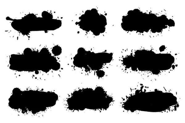 Des Éclaboussures Encre Grunge Boîtes Coups Pinceau Bannières Texture — Image vectorielle