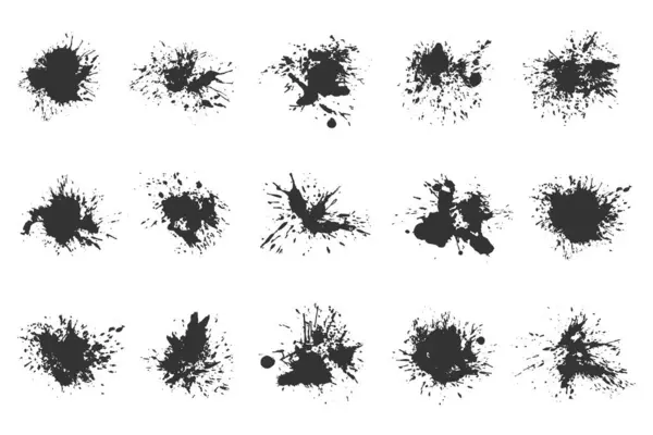 Drip Splash Splat Messy Inkblot Grunge Ink Drops Black Ink — Stock Vector