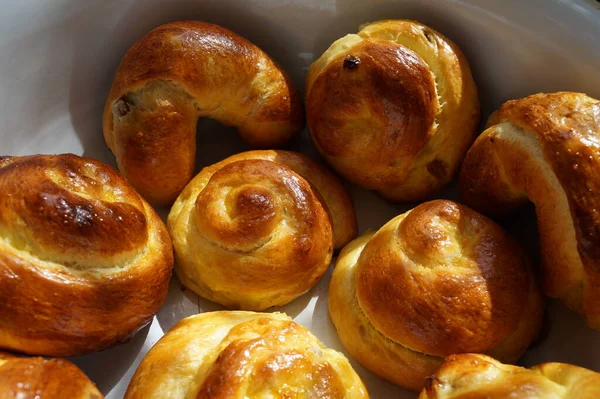 Wielkanocny Chleb Tradycyjny Chleb Słodki Boże Narodzenie Lub Wielkanoc — Zdjęcie stockowe