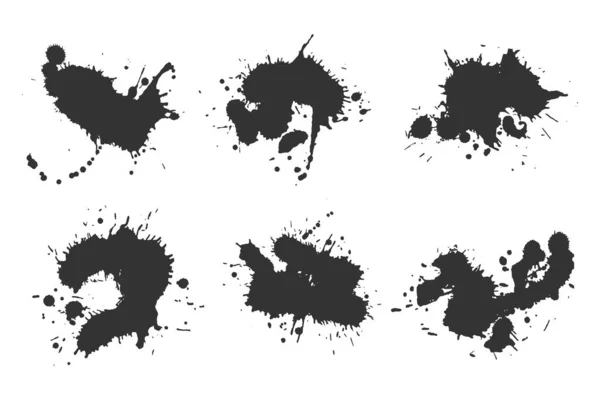 Set Blobs Spatters Liquid Paint Drip Drop Splash Ink Splatter — Stock Vector