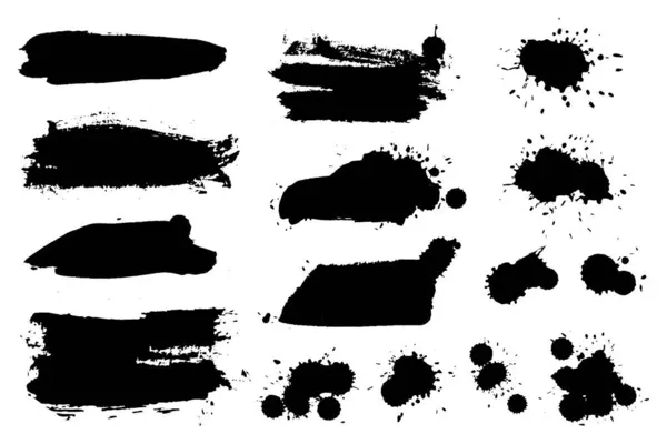 Grunge Ink Spatters Brush Strokes Boxes Texture Banners — Stock Vector