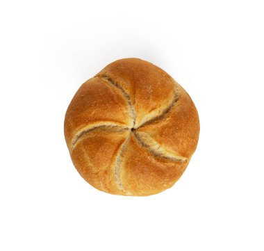 Beyaz arka plan üzerinde izole Kaiser rulo taze pişmiş boncuk