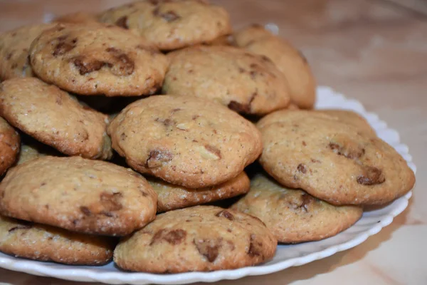 Chocolate Chip Cookies Plate Homemade Cookies Chocolate High Quality Photo — Stock Photo, Image