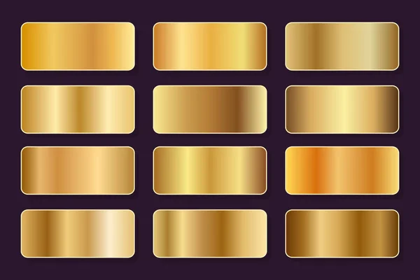 黄金梯度组 金属金色渐变的石板集合 矢量说明 — 图库矢量图片