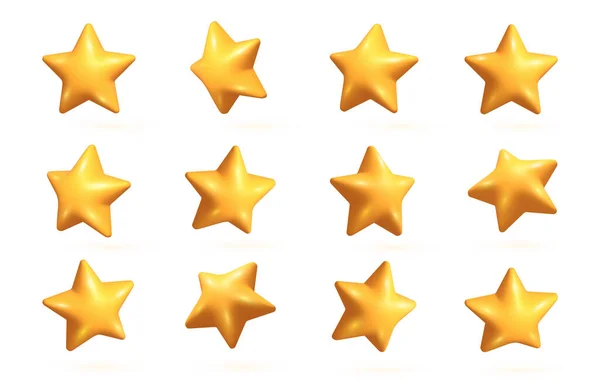 Estrellas Amarillas Establecidas Realistas Estrellas Amarillas Establecidas Desde Diferentes Ángulos — Foto de Stock