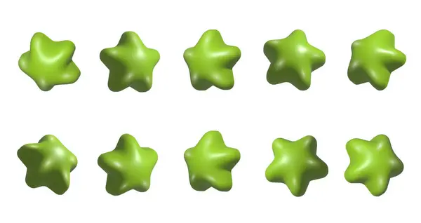 Gröna Stjärnor Som Realistiska Gröna Stjärnor Som Från Olika Vinklar — Stockfoto
