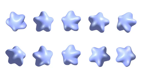 Estrelas Azuis Definidas Estrelas Azuis Realistas Definidas Partir Diferentes Ângulos — Fotografia de Stock