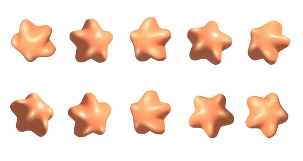 Estrelas Pêssego Definidas Estrelas Pêssego Realista Definido Partir Diferentes Ângulos — Fotografia de Stock
