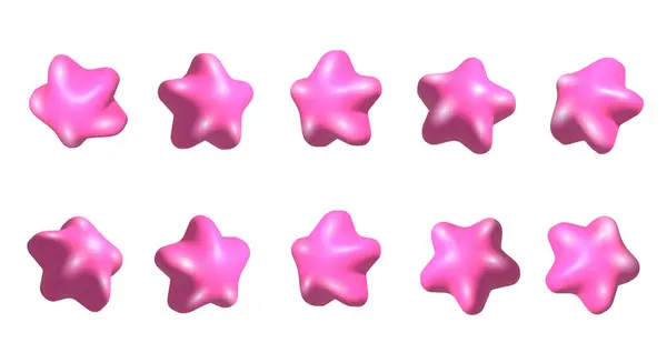 Zestaw Gorących Różowych Gwiazd Realistyczne Różowe Gwiazdy Ustawione Pod Różnymi — Zdjęcie stockowe