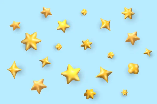 Cartoon Yellow Stars Backdrop Bunch Gold Stars Floating Air Blue — Stock Photo, Image