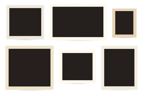 Realistic Empty Photo Frames Collection Various Sizes Vector Illustration — Stock Vector