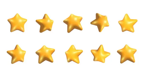 Gula Stjärnor Inställda Realistiska Gula Stjärnor Inställda Från Olika Vinklar — Stockfoto