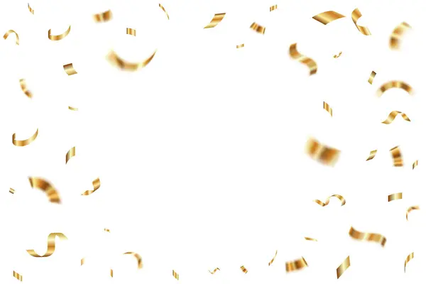 Oro Confeti Caída Fondo Para Cumpleaños Diseños Aniversario Confeti Dorado — Vector de stock