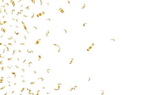 誕生日 記念日のデザインの背景に落ちる金の菓子 パーティーのための明るい光沢のある金の菓子 お祝い セッティ — ストックベクタ