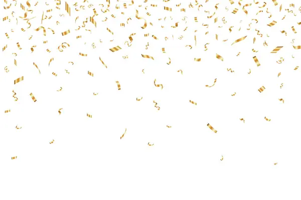 Gold Confetti Falling Background Birthday Anniversary Designs Shiny Gold Confetti — Stock Vector